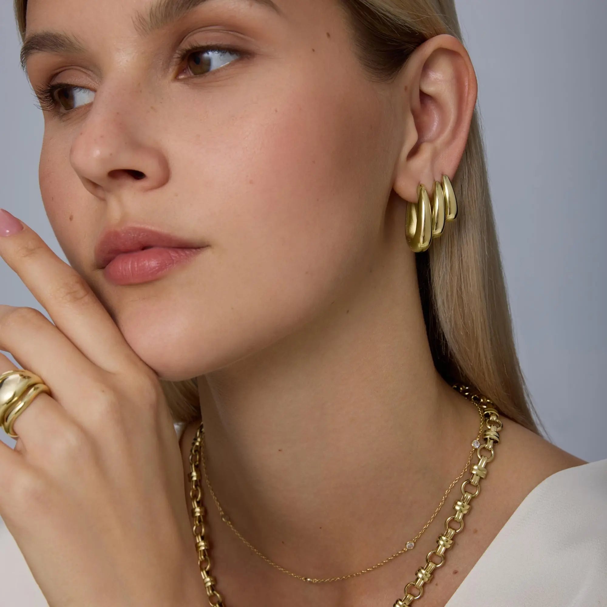 Chunky Hoop Earrings - 14K Gold Plated Stainless Steel