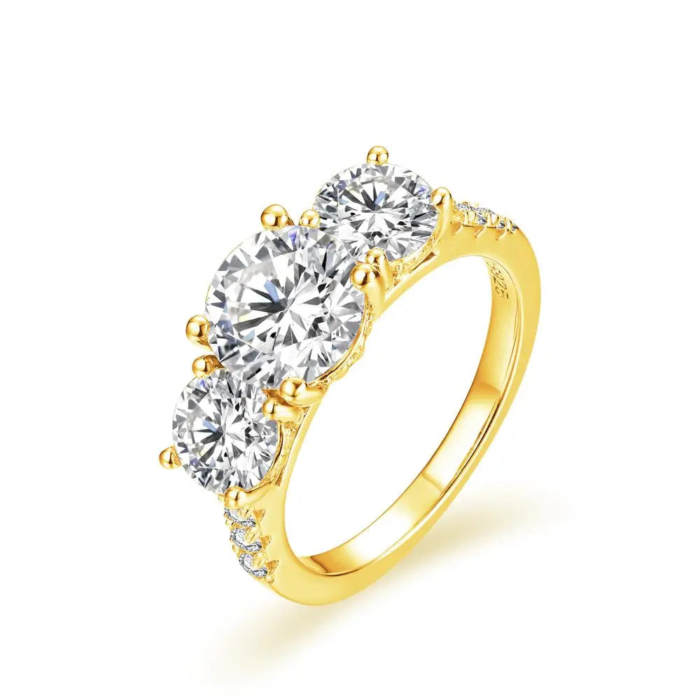 Elegant Three-Stone Moissanite Ring in 925 Sterling Silver for Anniversary, Wedding, or Engagement - Perfect Gift for Valentine's Day