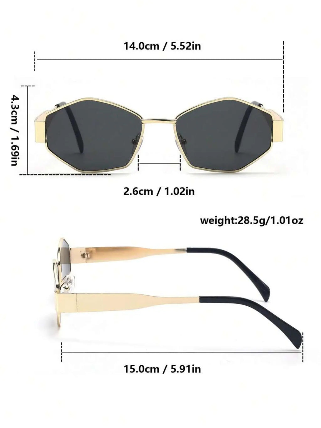 Stylish Metal Frame Oval Sunglasses