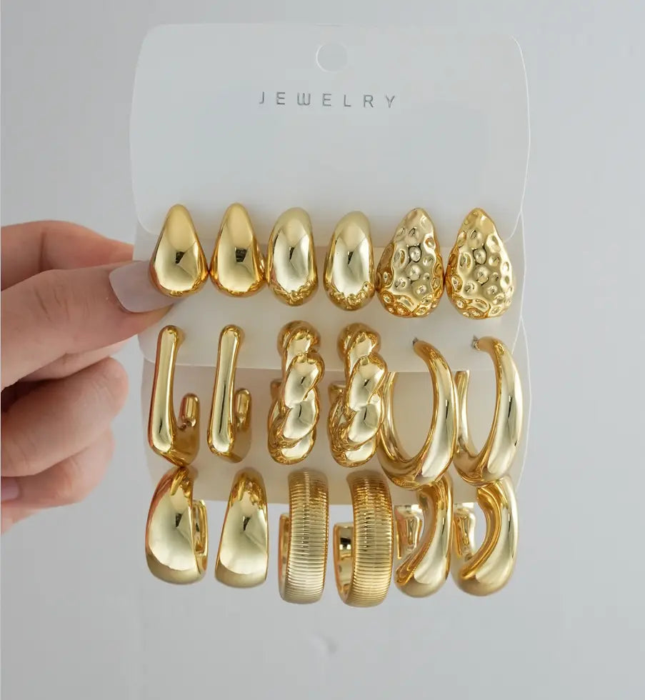 17KM 20-Piece Gold Hoop Earrings Set