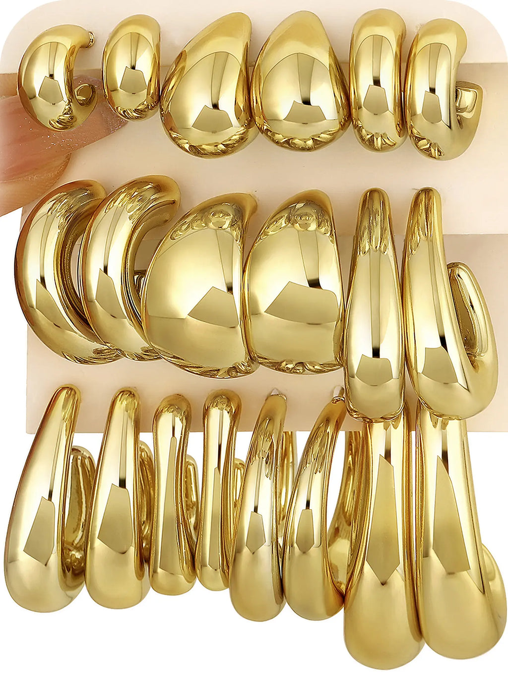 17KM 20-Piece Gold Hoop Earrings Set