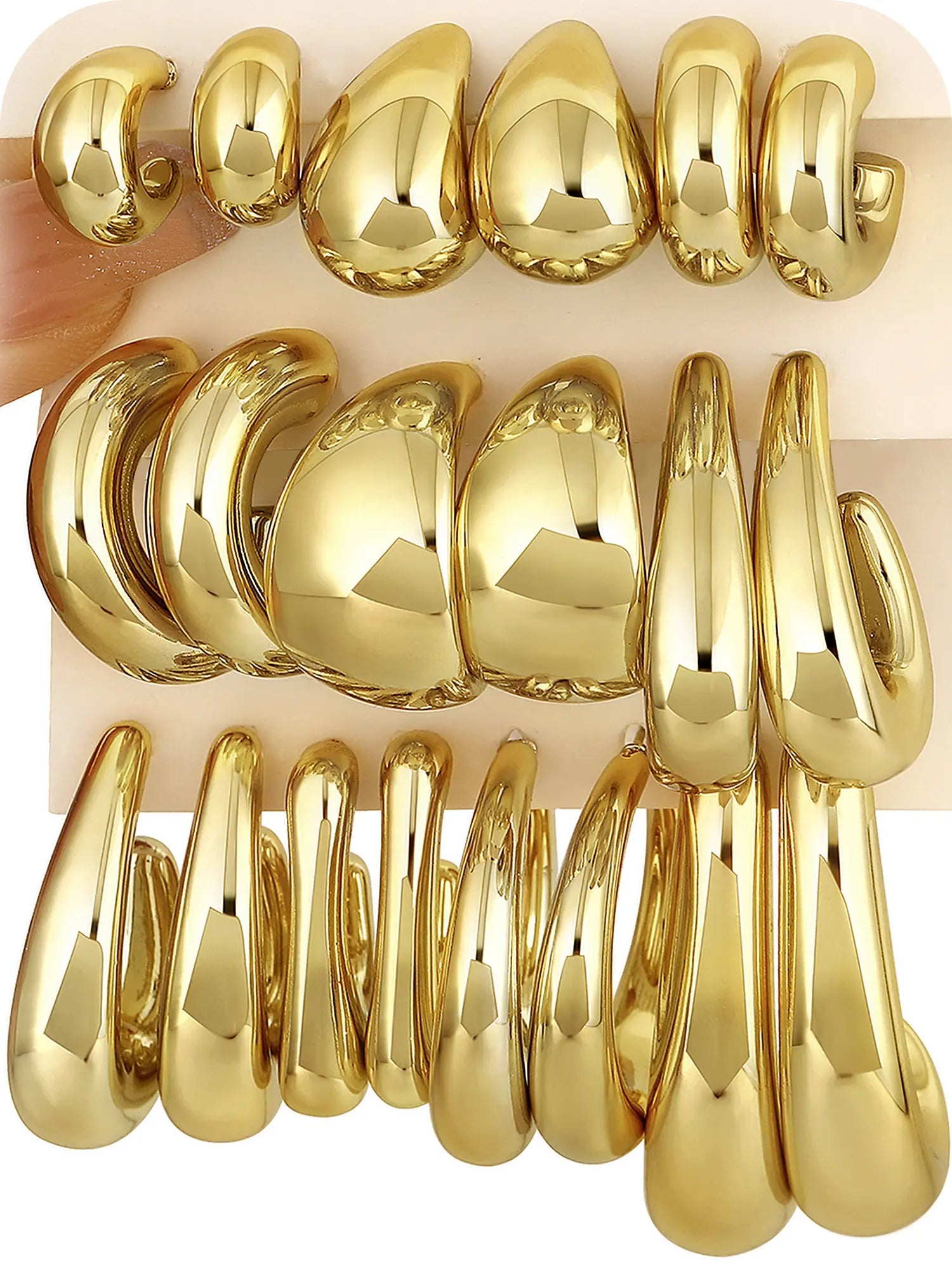 17KM 20-Piece Gold Hoop Earrings Set