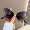 Luxury Diamond Butterfly Rimless Oversized Sunglasses