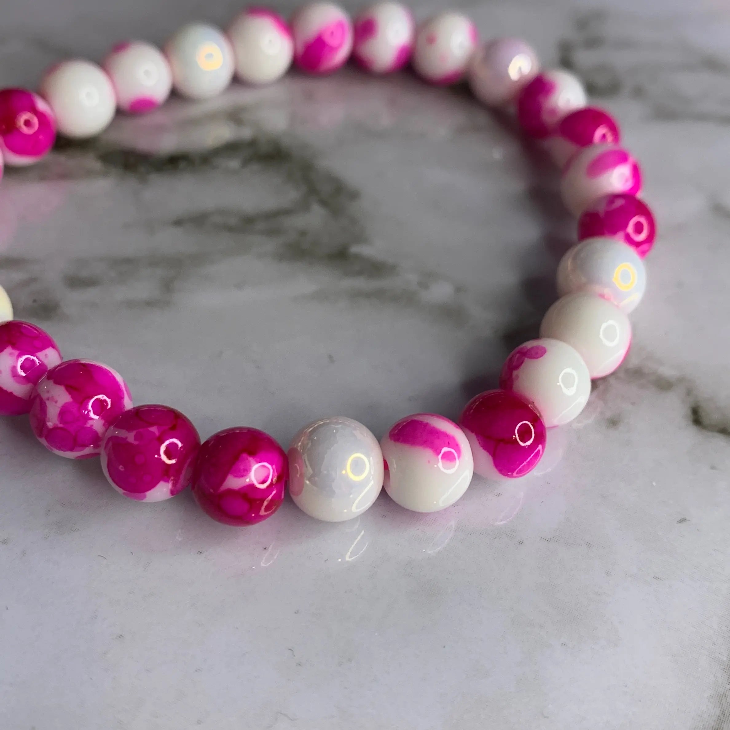 Elegant Pink Glass Beaded Bracelet