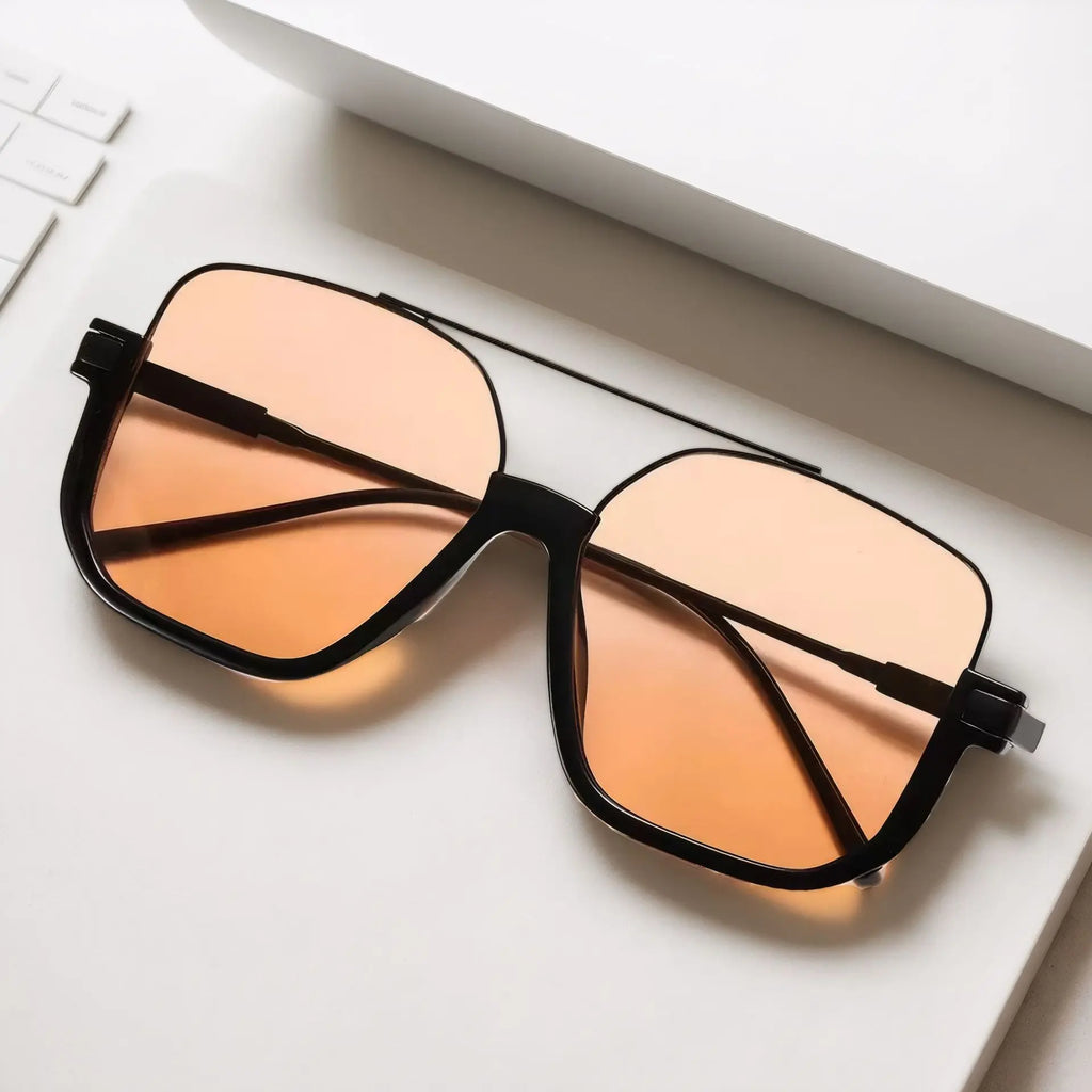 2-Pack Oversized Square Double Bridge Sunglasses - Y2K American Retro Fashion with UV Protection Aviator Shades