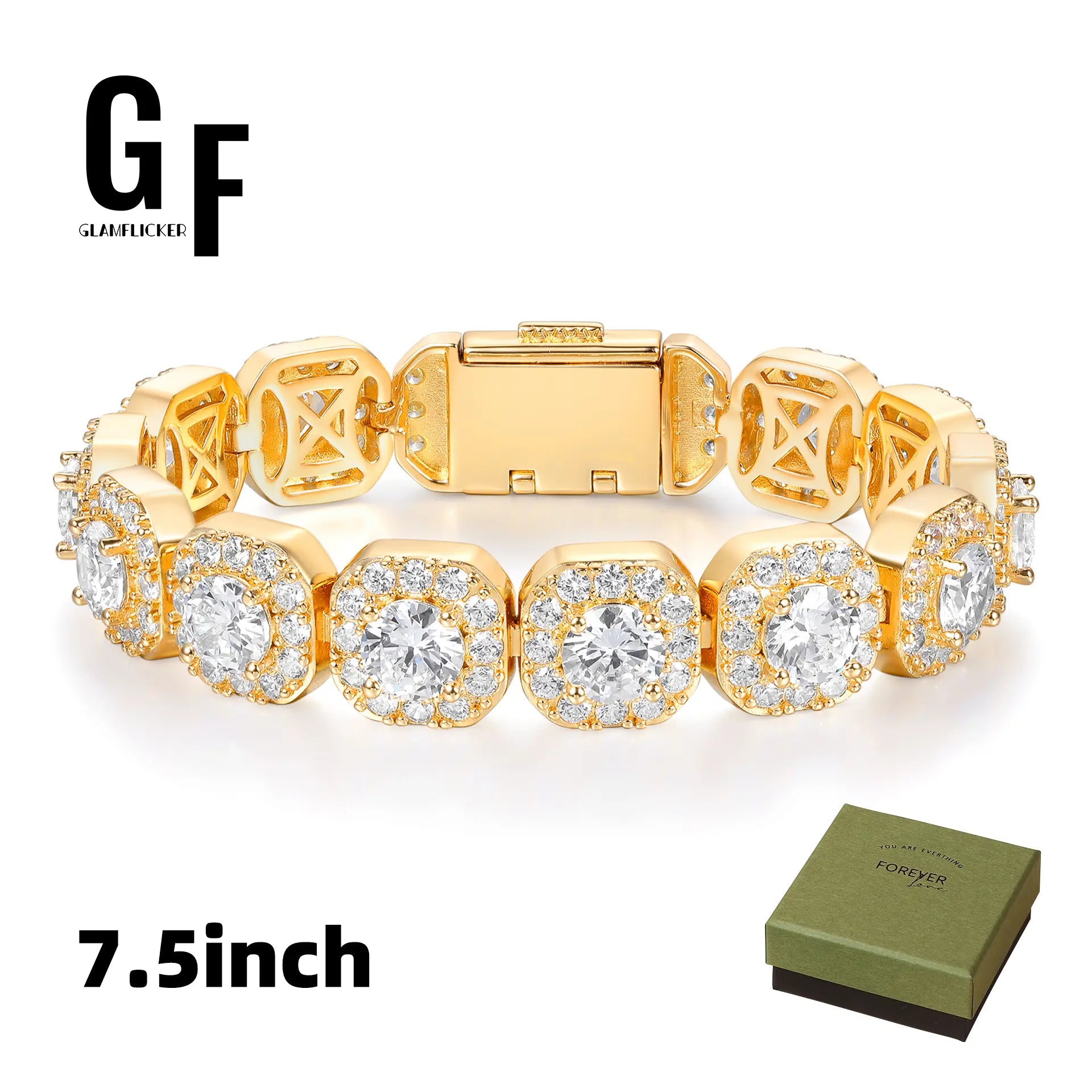 12MM Wide Iced Out Cuban Chain Bracelet with Gift Box