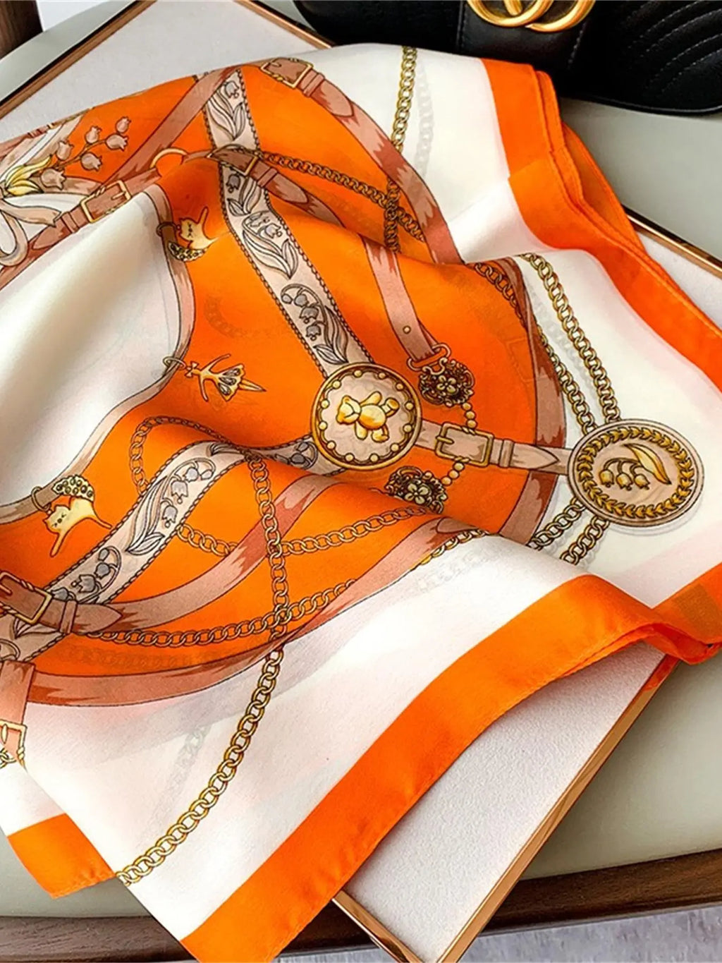 Chain Print Square Scarf