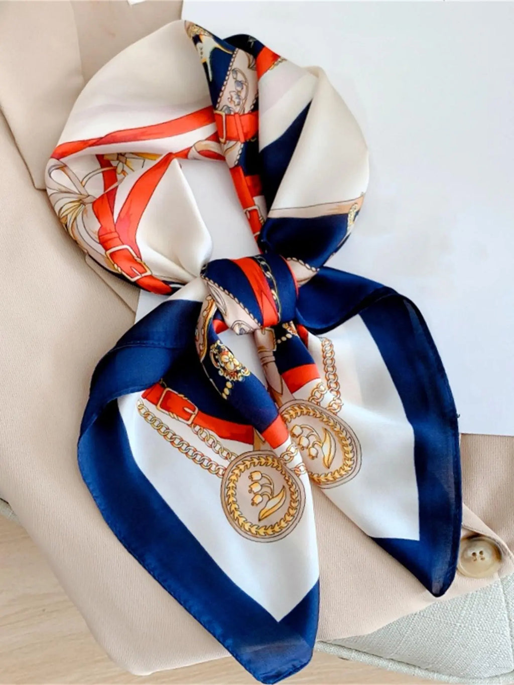 Chain Print Square Scarf