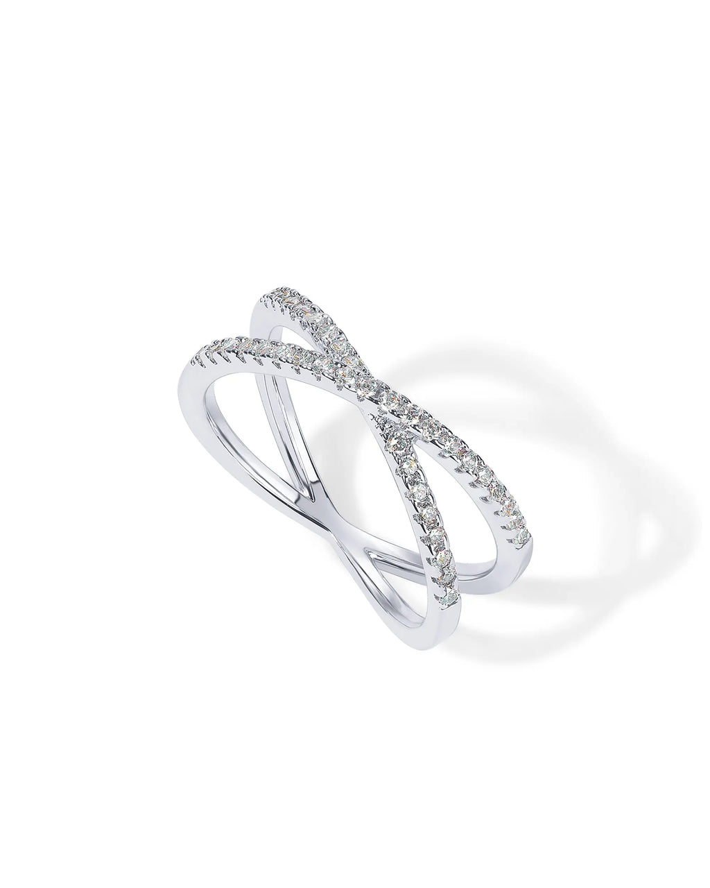 PAVOI 14K Gold Plated Women's Criss Cross Ring with Simulated Diamond CZ