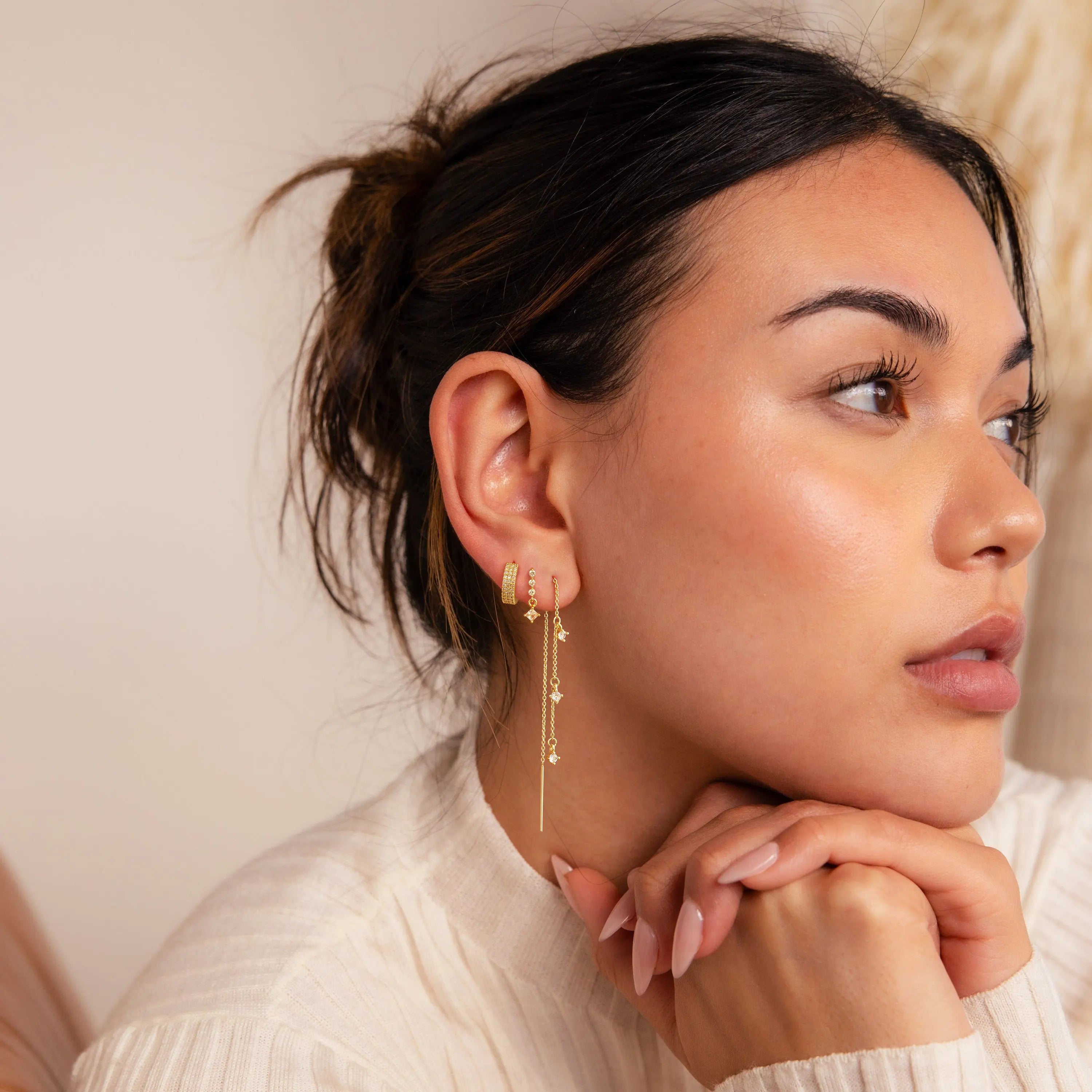 3-Layer Chain Dangle Earrings