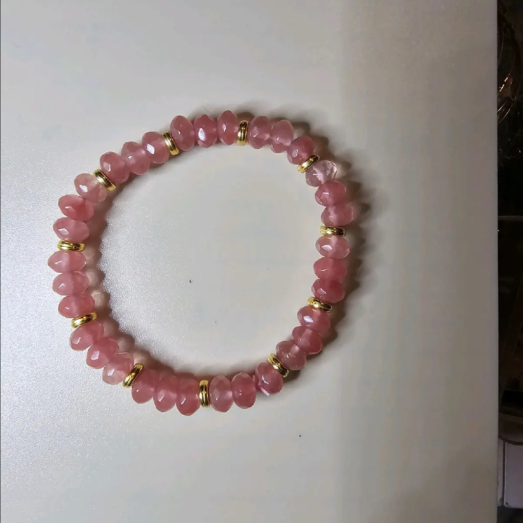 Watermelon Quartz Crystal Bead Bracelet