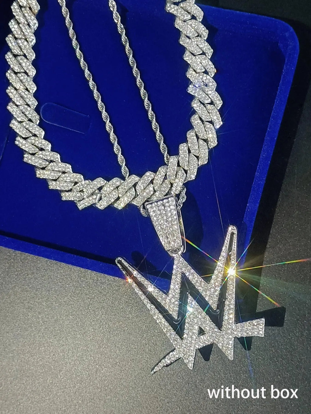 Rhinestone-Embellished Wrestling Pendant Necklace