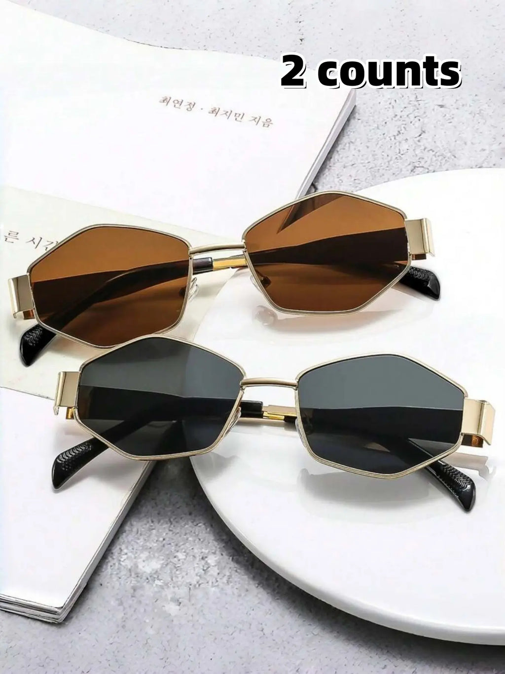 Stylish Metal Frame Oval Sunglasses