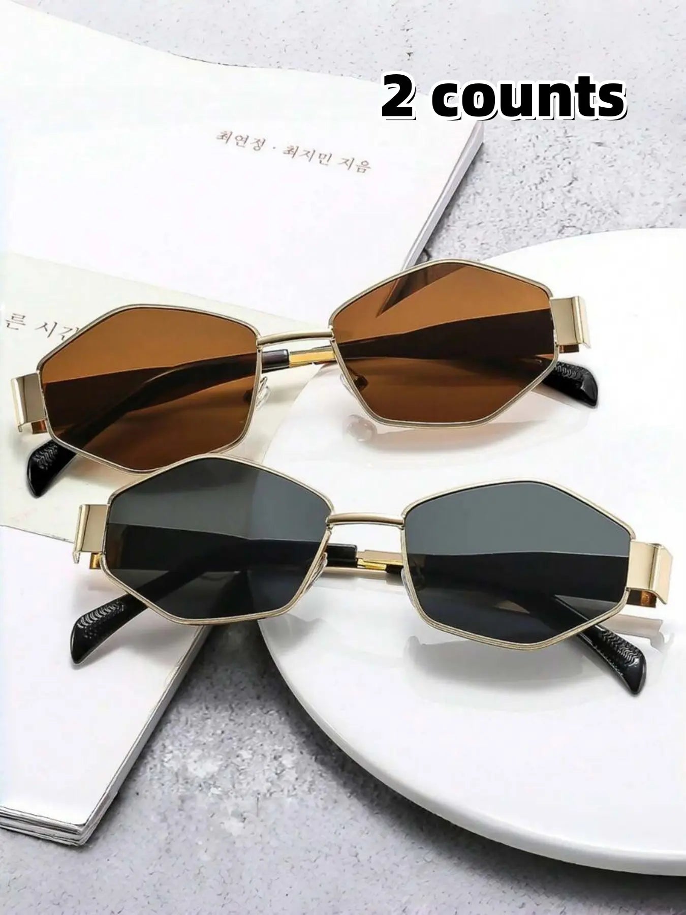 Stylish Metal Frame Oval Sunglasses