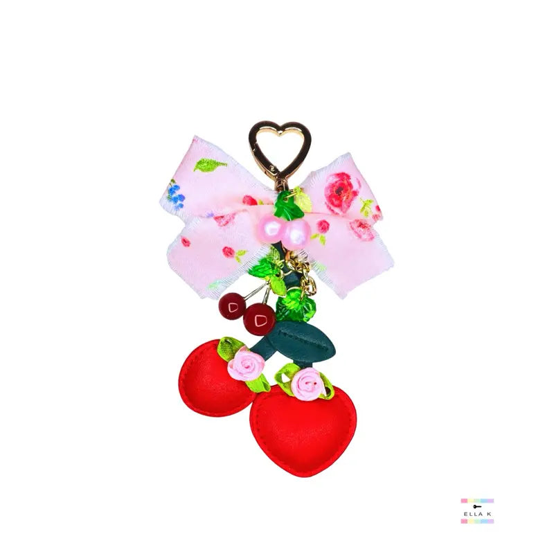 Cherry Blossom Floral Bow Bag Charm