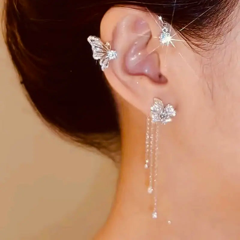 Butterfly Tassel Ear Cuffs
