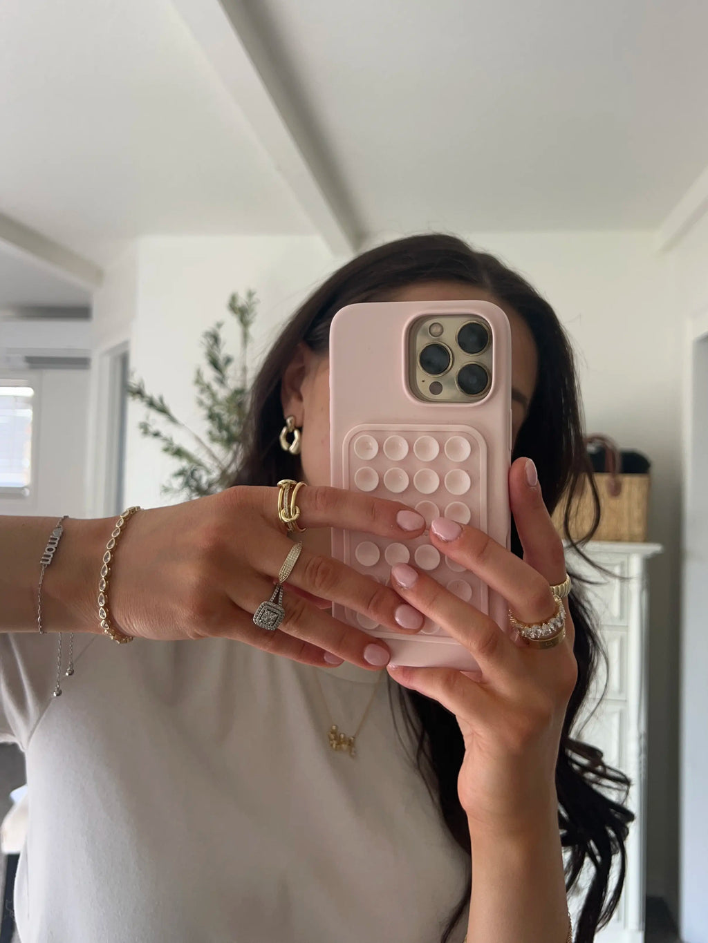 14K Gold Plated Interlocked Stackable Statement Ring for Women - Chunky Multi-Band Double & Triple Ring in Two-Tone Mixed Metals with Cubic Zirconia