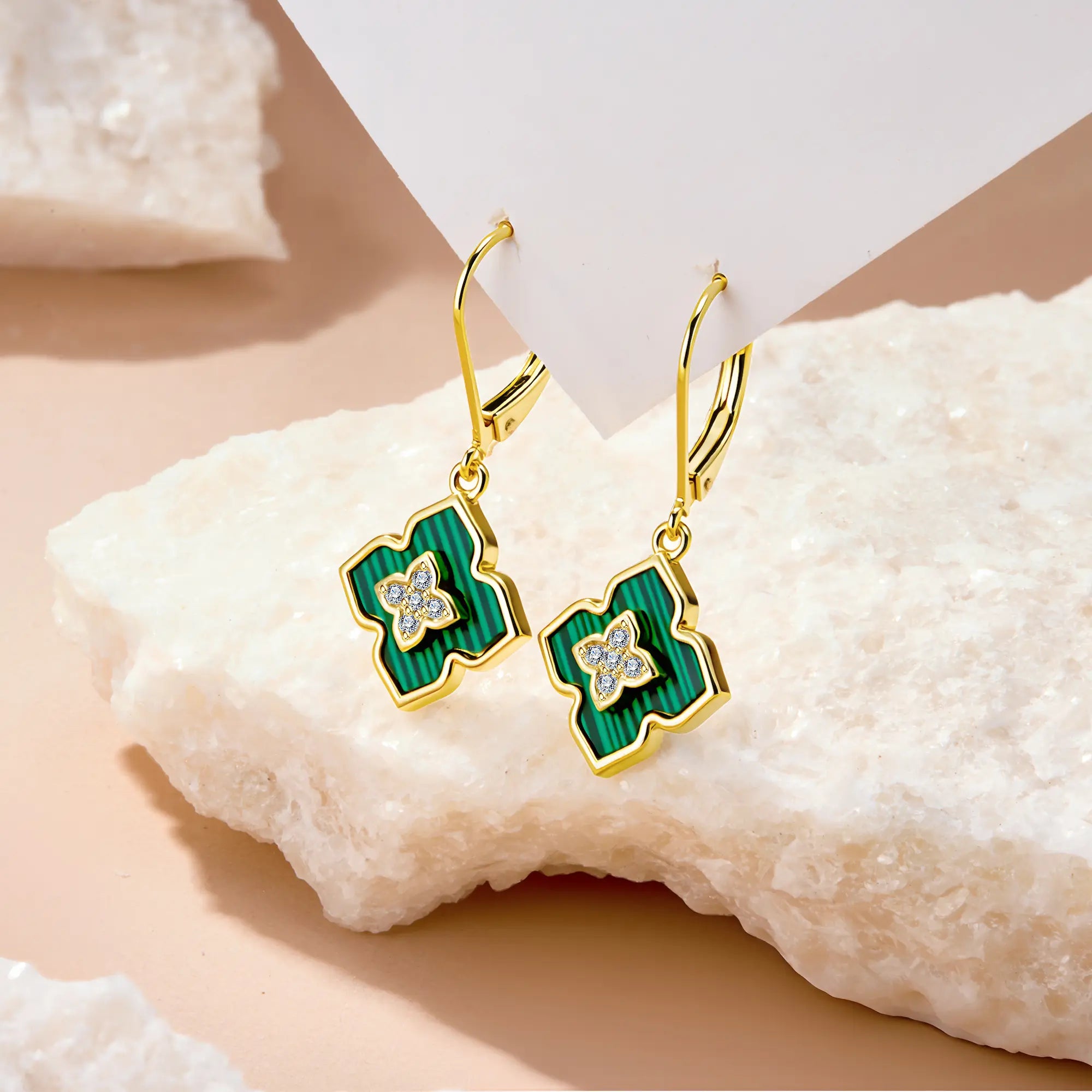 Four-Leaf Clover Diamond-Encrusted Drop Earrings