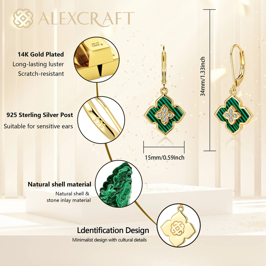Four-Leaf Clover Diamond-Encrusted Drop Earrings