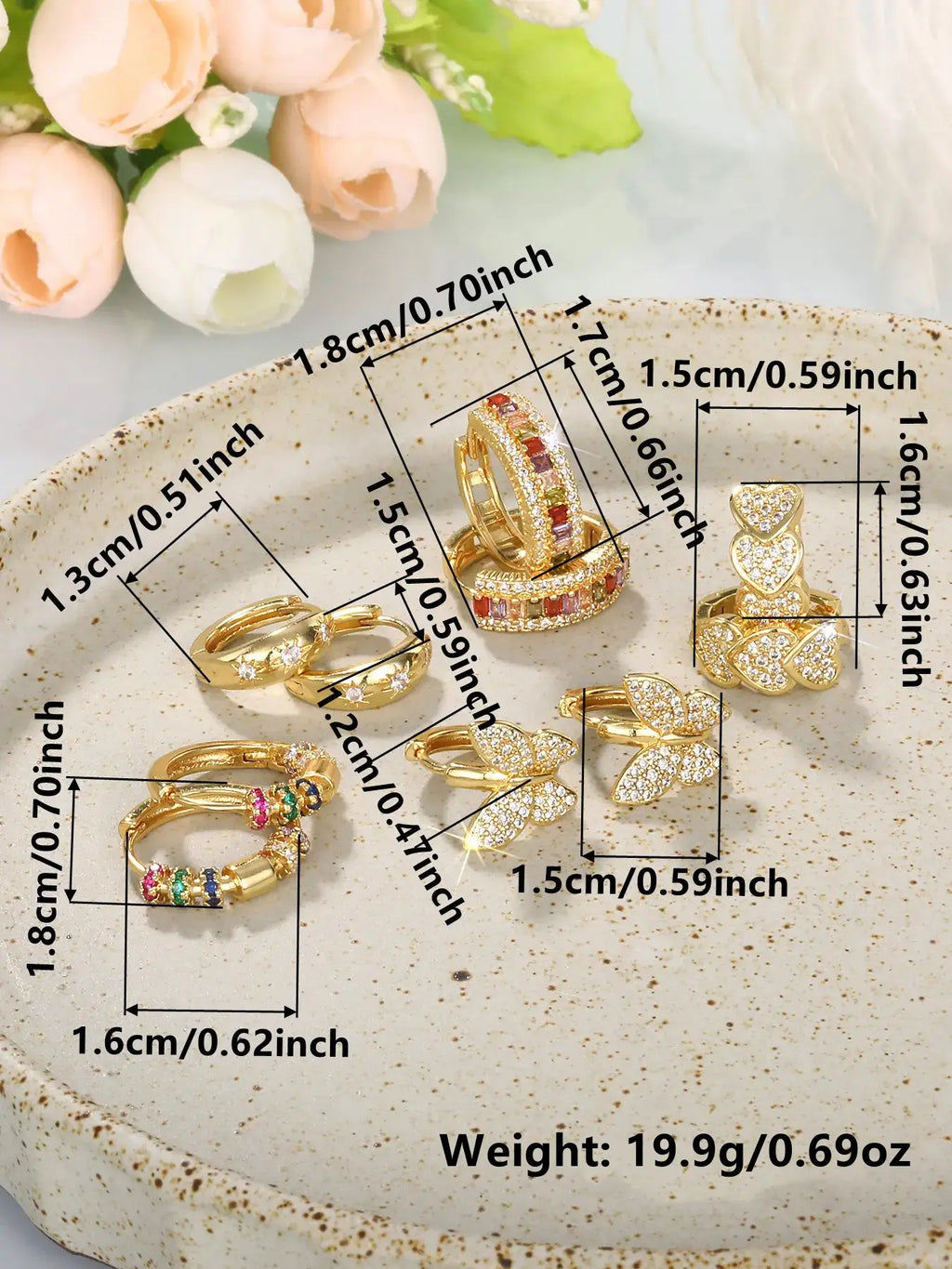 Butterfly and Heart Design Hoop Earrings