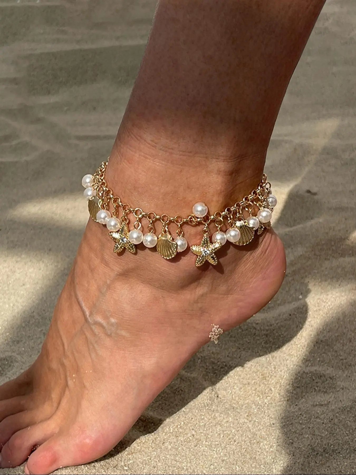 Women's Double Layered Heart Decorated Anklet