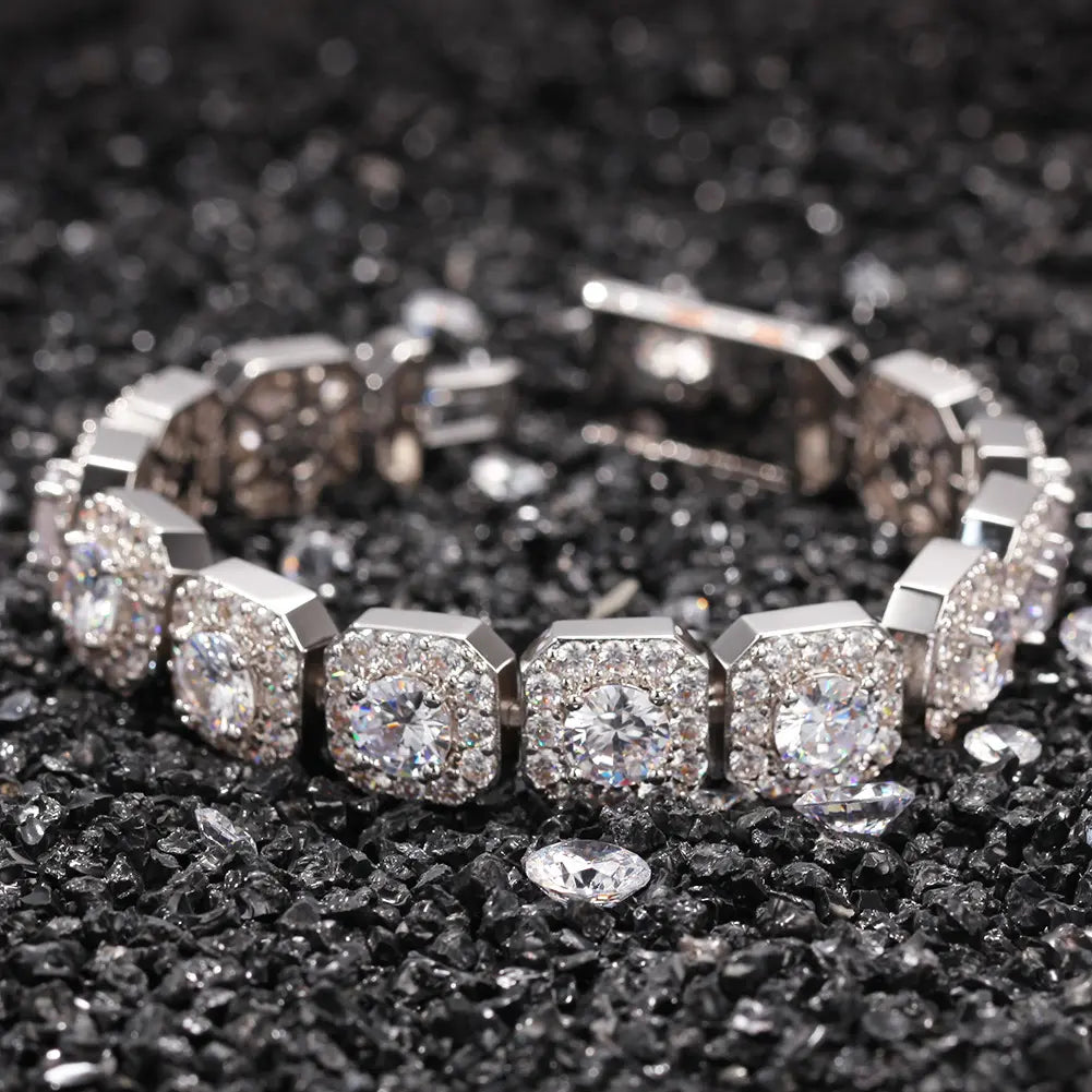 12MM Wide Iced Out Cuban Chain Bracelet with Gift Box