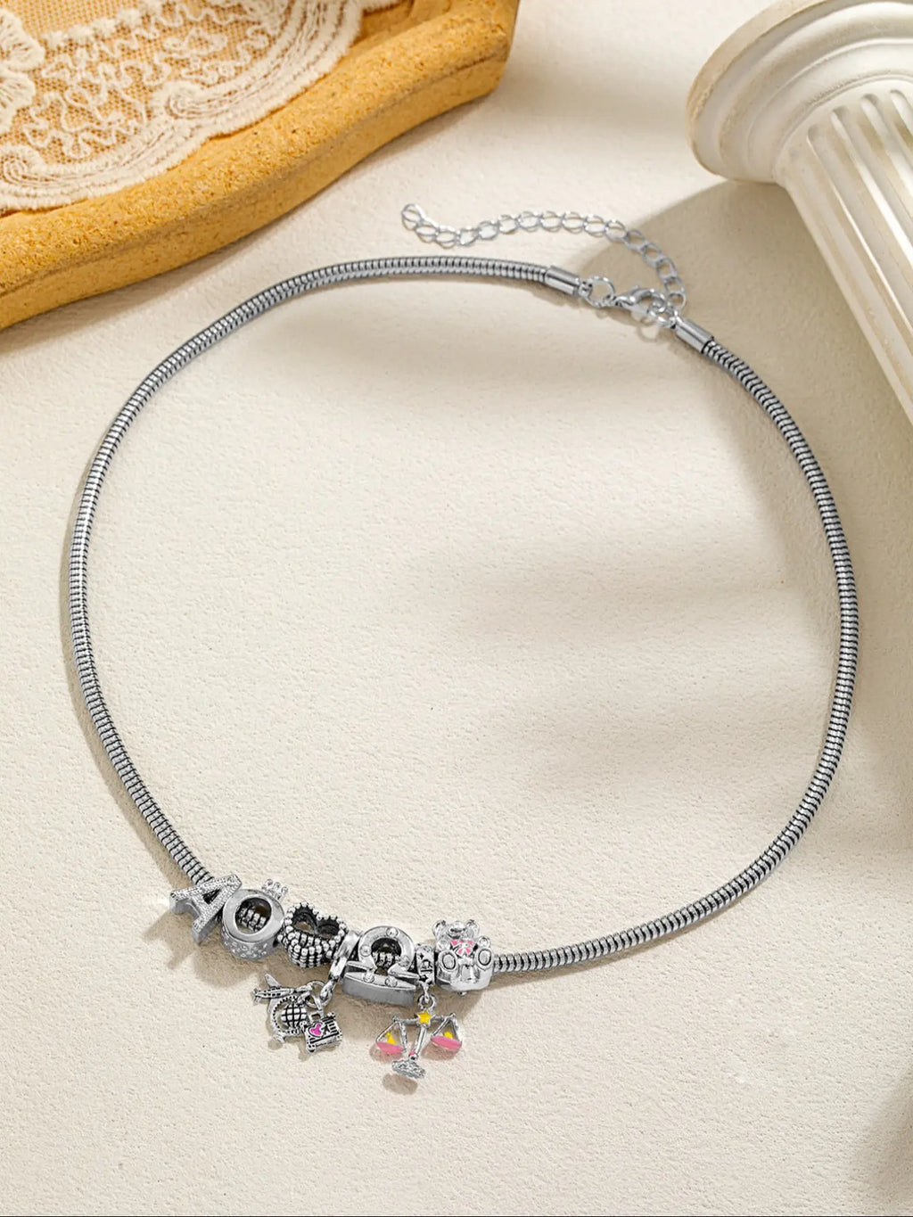 Sophisticated Bear Zodiac Pendant Necklace and Bracelet Set