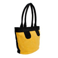 Tote Bag Yellow Suede Black Trim Shoulder Purse