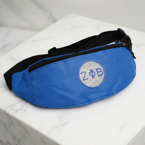 ZPB Blue Canvas Greek Triple Pocket Fanny Pack
