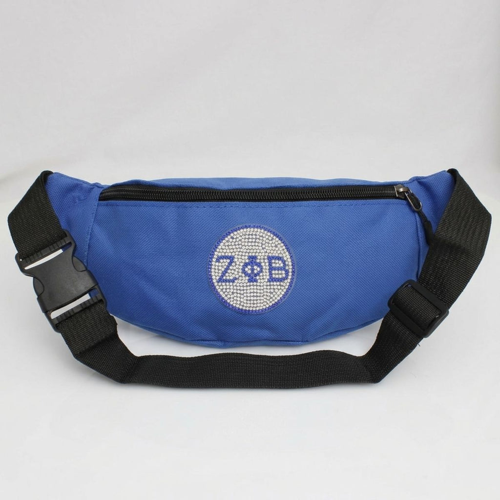 ZPB Blue Canvas Greek Triple Pocket Fanny Pack
